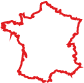 Carte France : Visualisation Géographique Simple Contour rouge de la carte de France sur fond noir. Visualisation simple de la géographie française.