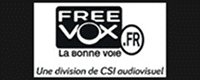 Free Vox .FR: Services Audiovisuels de Qualité Logo Free Vox .FR, 'La bonne voie', une division de CSI audiovisuel. Texte en noir sur fond blanc, design épuré.