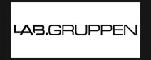 Lab.Gruppen : Logo et Identité de Marque Audio Pro Logo de Lab.Gruppen en noir sur fond blanc. Police de caractères moderne et anguleuse. Identité visuelle de l'entreprise.